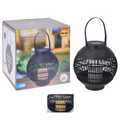 ProGarden Lampe solaire à LED Rotin avec bougie Noir