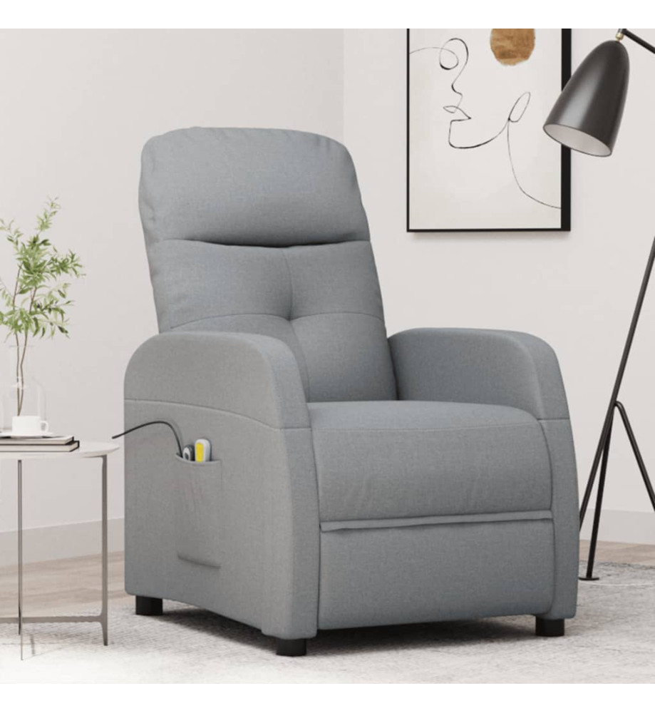 Fauteuil électrique de massage Gris clair Tissu