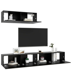 Meubles TV 3 pcs Noir Aggloméré