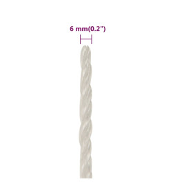 Corde de travail Blanc 6 mm 100 m polypropylène