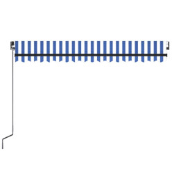 Auvent manuel rétractable avec LED 450x300 cm Bleu et blanc