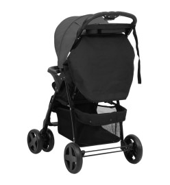 Poussette pour bébé 3-en-1 Gris foncé et noir Acier