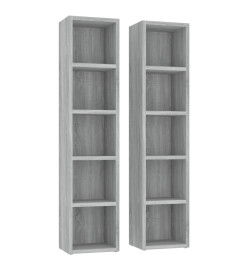 Armoires à CD 2 pcs Sonoma gris 21x16x93,5 cm Bois d'ingénierie