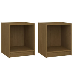 Tables de chevet 2 pcs Marron miel 35,5x33,5x41,5 cm Pin massif