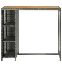 Table de bar avec rangement Gris 120x60x110 cm Résine tressée