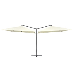 Parasol double avec mât en acier 250 x 250 cm Blanc sable