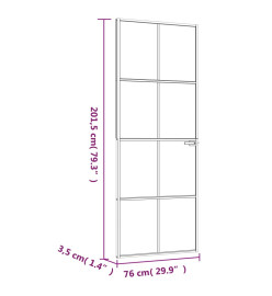 Porte d'intérieur Noir 76x201,5 cm Trempé verre aluminium fin