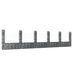 Panier de gabion en forme de U avec 6 poteaux Fer 620x20x150 cm