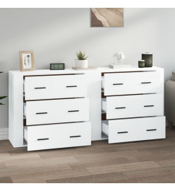 Buffets 2 pcs blanc bois d'ingénierie