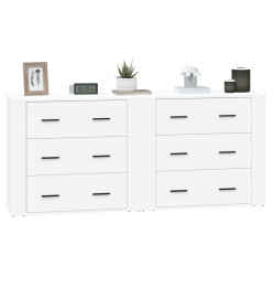 Buffets 2 pcs blanc bois d'ingénierie