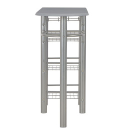 Ensemble de bar avec étagères 3 pcs Bois et acier Gris