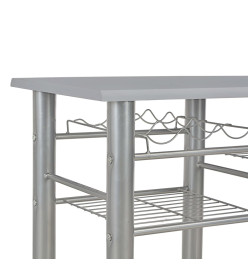 Ensemble de bar avec étagères 3 pcs Bois et acier Gris