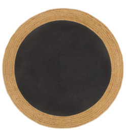 Tapis tressé Noir et naturel 150 cm Jute et coton Rond