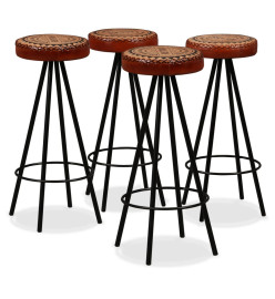 Tabourets de bar lot de 4 cuir véritable