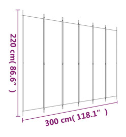 Cloison de séparation 6 panneaux Marron 300x220 cm Tissu