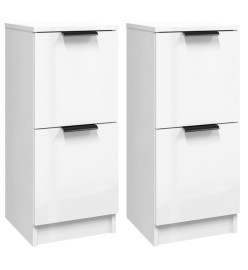 Buffets 2 pcs Blanc brillant 30x30x70 cm Bois d'ingénierie