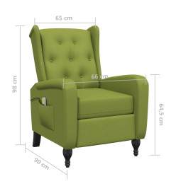 Fauteuil de massage inclinable vert clair velours