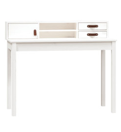 Bureau Blanc 110x50x93 cm Bois massif de pin