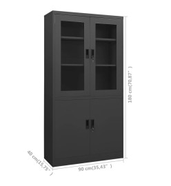 Armoire de bureau Anthracite 90x40x180 cm Acier