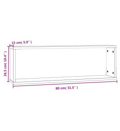 Étagères murales cubiques 2 pcs Sonoma gris 80x15x26,5 cm