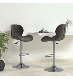 Tabourets de bar lot de 2 gris foncé velours