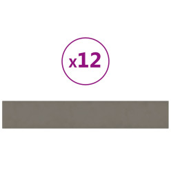 Panneaux muraux 12 pcs Gris clair 90x15 cm Velours 1,62 m²