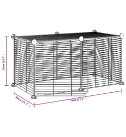 Cage animaux de compagnie à 8 panneaux et porte Noir 35x35 cm