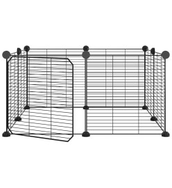 Cage animaux de compagnie à 8 panneaux et porte Noir 35x35 cm