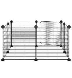 Cage animaux de compagnie à 8 panneaux et porte Noir 35x35 cm