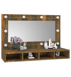 Armoire à miroir avec LED Chêne fumé 90x31,5x62 cm