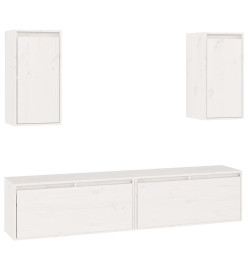 Meubles TV 4 pcs Blanc Bois massif de pin