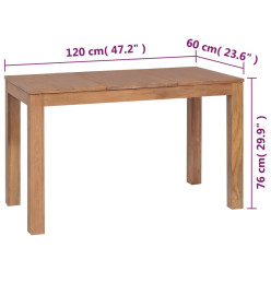 Table à dîner Bois de teck et finition naturelle 120x60x76 cm