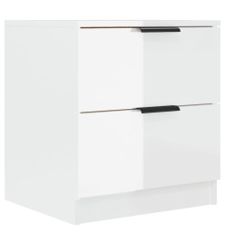 Tables de chevet 2 pcs Blanc brillant Bois d'ingénierie