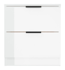 Tables de chevet 2 pcs Blanc brillant Bois d'ingénierie