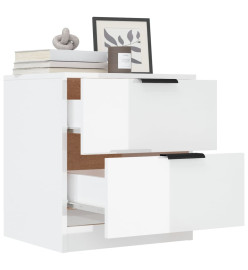 Tables de chevet 2 pcs Blanc brillant Bois d'ingénierie