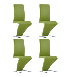 Chaises à manger avec forme de zigzag lot de 4 vert similicuir