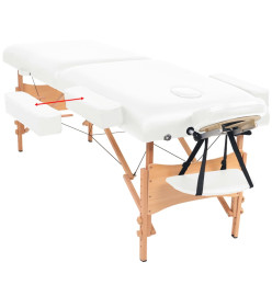 Table de massage pliable à 2 zones 10 cm d'épaisseur Blanc