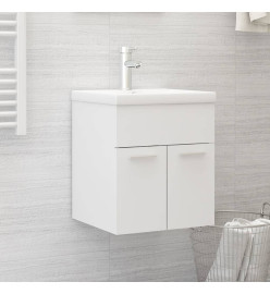 Armoire d'évier avec lavabo intégré Blanc Aggloméré