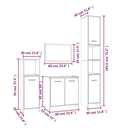 Ensemble de meubles de salle de bain 4 pcs Chêne marron