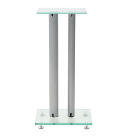 Support haut-parleur 2pc Verre trempé Design 2 colonnes Argenté