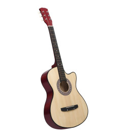 Guitare acoustique pan coupé western avec 6 cordes 38" tilleul