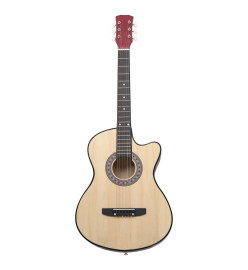 Guitare acoustique pan coupé western avec 6 cordes 38" tilleul