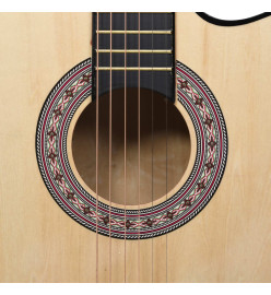 Guitare acoustique pan coupé western avec 6 cordes 38" tilleul