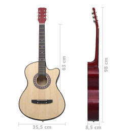 Guitare acoustique pan coupé western avec 6 cordes 38" tilleul