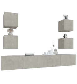 Ensemble de meubles TV 6 pcs Gris béton Bois d'ingénierie