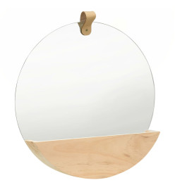 322801  Wall Mirror Solid Pinewood 35 cm