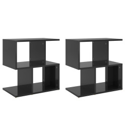 Tables de chevet 2 pcs Noir brillant 50x30x51,5 cm Aggloméré