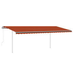 Auvent automatique rétractable et poteaux 6x3m Orange et marron