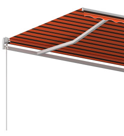 Auvent automatique rétractable et poteaux 6x3m Orange et marron