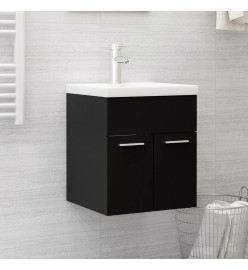 Armoire d'évier avec lavabo intégré Noir Aggloméré